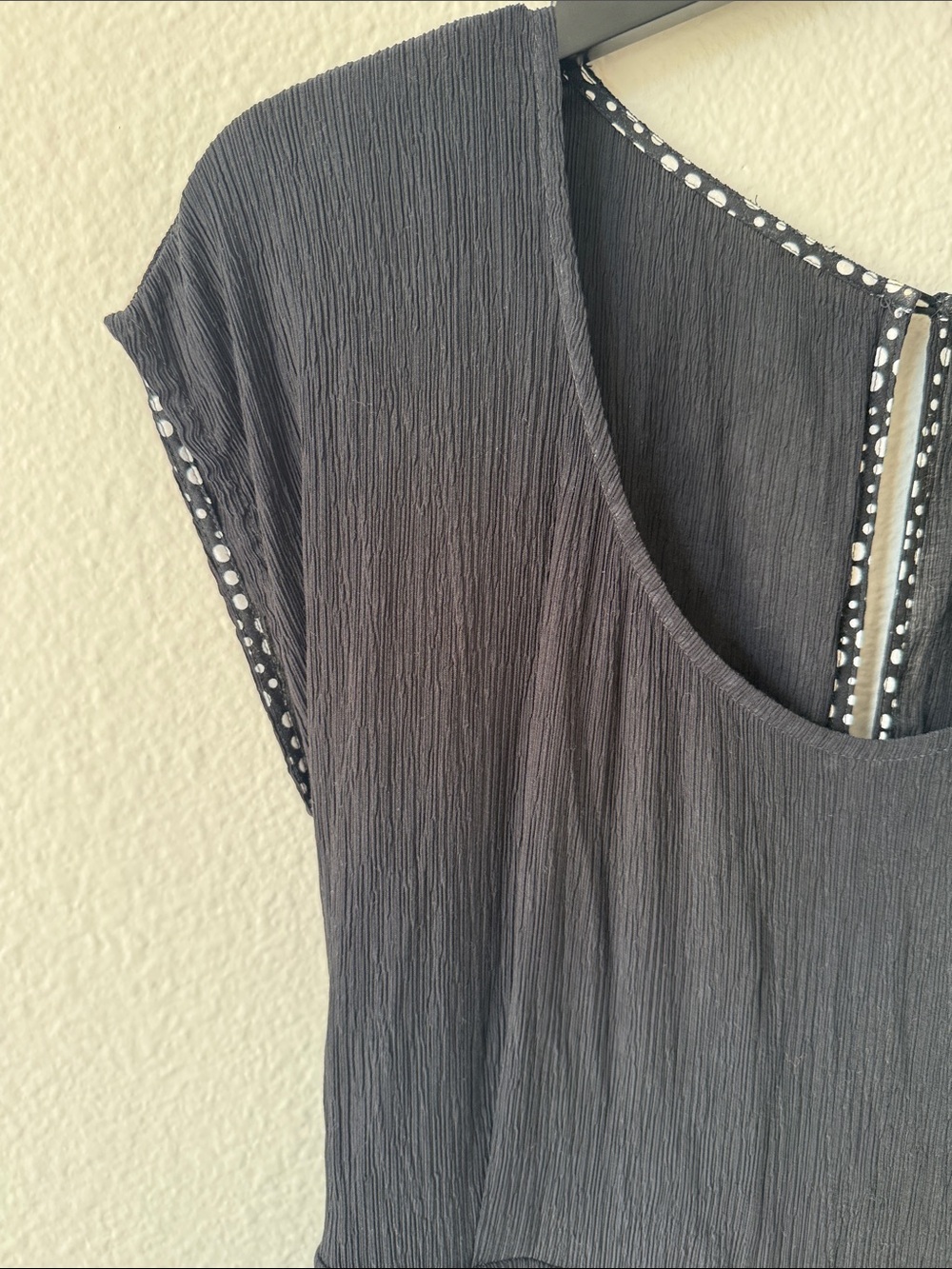 Anthropologie Black Textured Wide Leg Jumpsuit with Scoop Neck - Picture 2 of 9